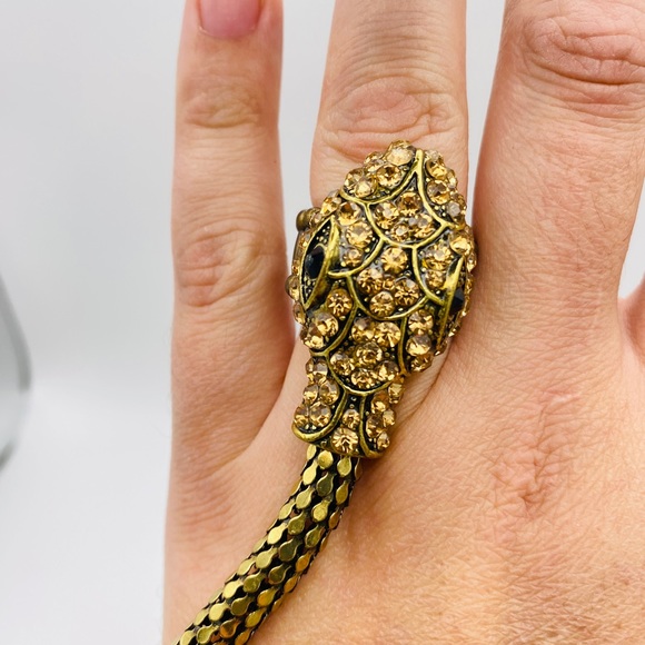 Statement Snake Bracelet; Gold Tone Stainless Steel - Picture 3 of 4